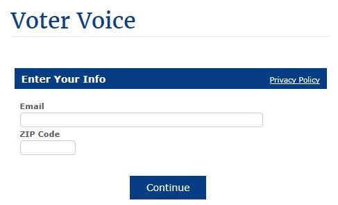 A sample online Voter Voice form